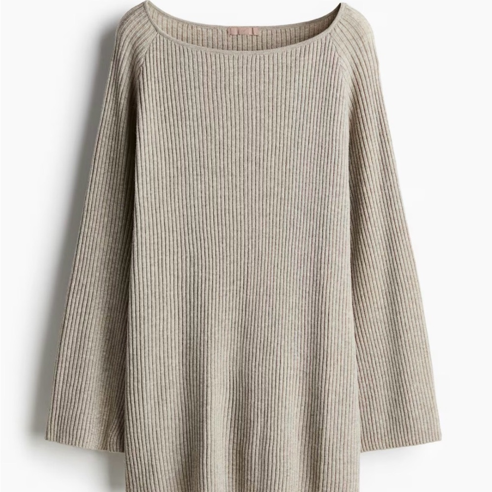 H&M Ribbed Knit Loungewear Set in Light Beige Melange